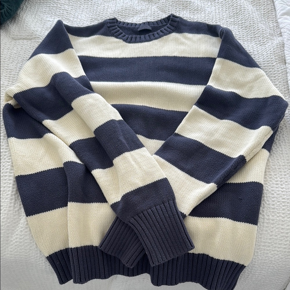Striped Navy and Cream Sweater